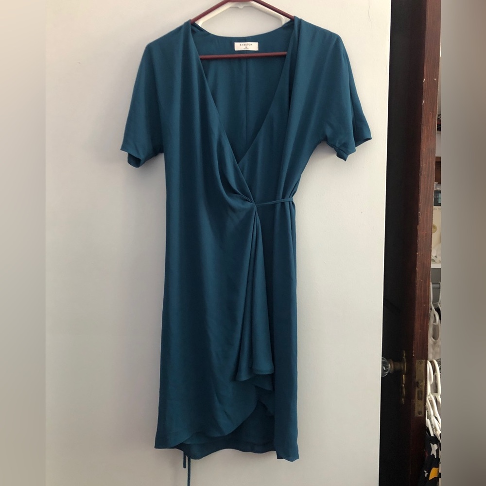Aritzia Babaton Wrap Dress in teal Sz XS